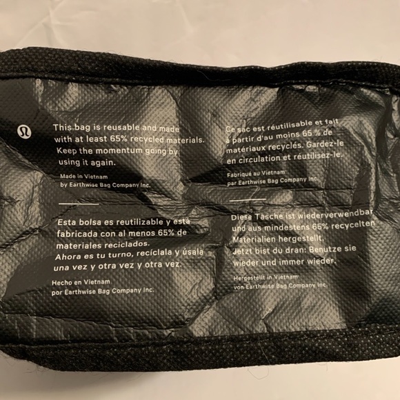 Lululemon Reusable Shopping Bag Shopper Logo All Over Print Small Snap Closure - Picture 11 of 11